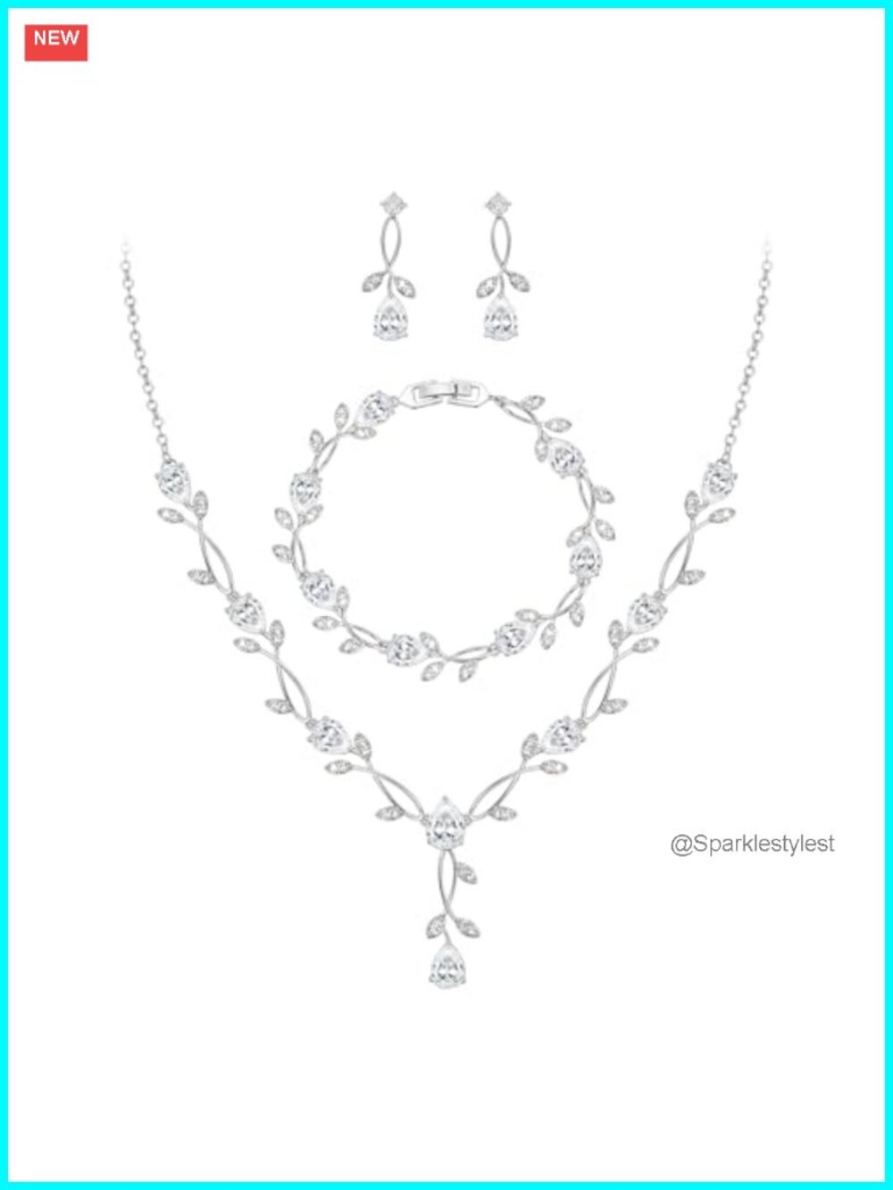 Cubic Zirconia Pearl Leaf Bridal Jewelry Set Bride Wedding